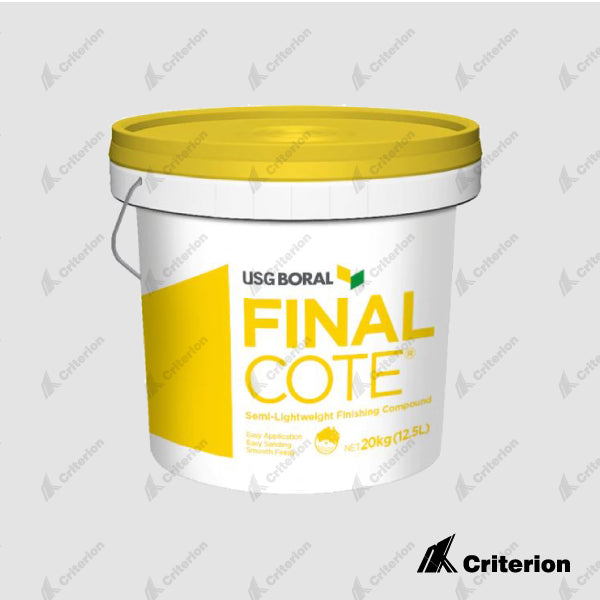Boral Final Coat Boral Final Coat finishing compound is a premixed, air-drying, easy sanding compound developed specially for use as the ideal finishing coat for all plasterboard joints, angles and fastener heads. Easily applied by hand or mechanical tool