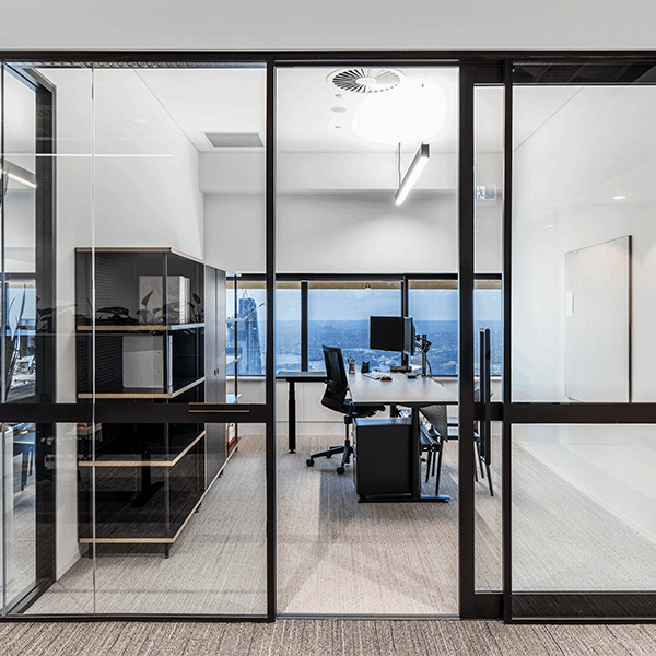 Acoustic sliding system - office fitout