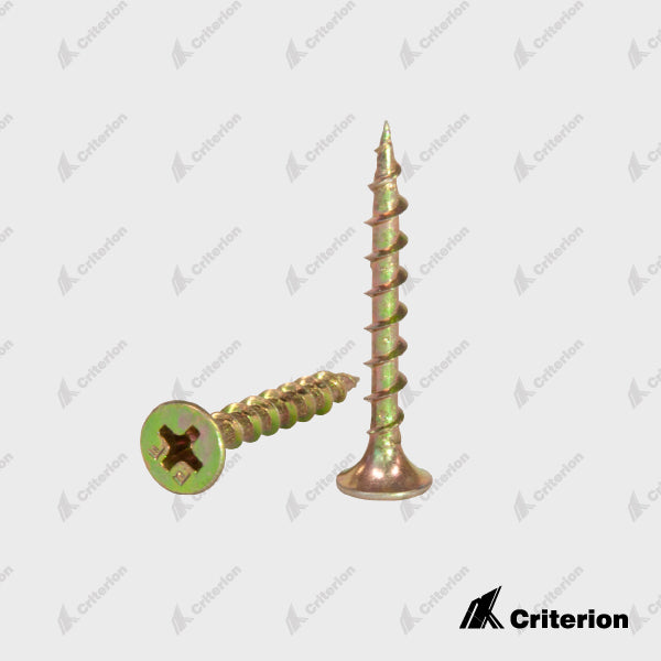 Chipboard Screws Chipboard screws feature a slim shank with a very coarse thread that digs deeper and more tightly into the timber, creating an extremely firm grip. Brochure Order form Criterion Industries